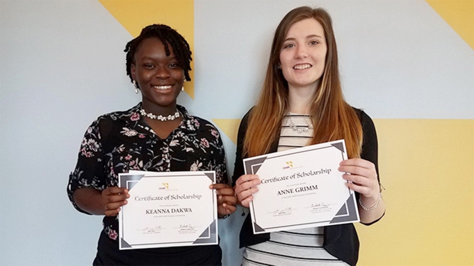 Two scholarship recipients in OHM Advisors' Cleveland office.